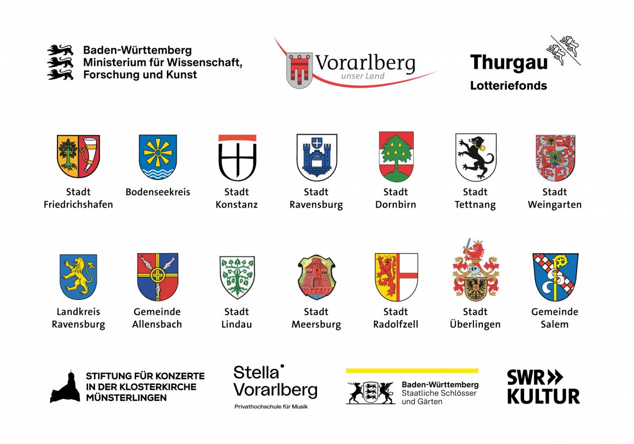 Logos der unterschiedlichen Gesellscahfter und Partner des Bodenseefestival auf weißem Grund